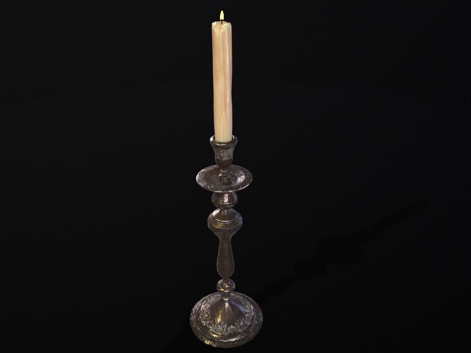 Iron Cased Single Point Candelabra Low-poly 3D model_6
