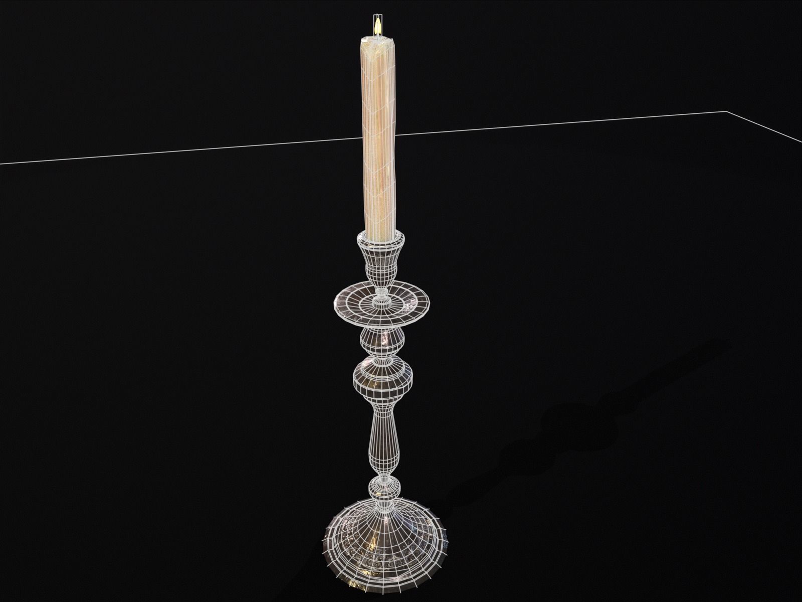 Iron Cased Single Point Candelabra Low-poly 3D model_7
