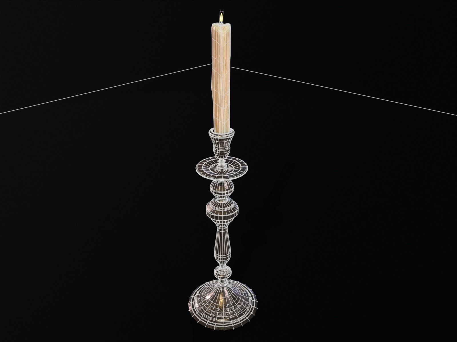 Iron Cased Single Point Candelabra Low-poly 3D model_5