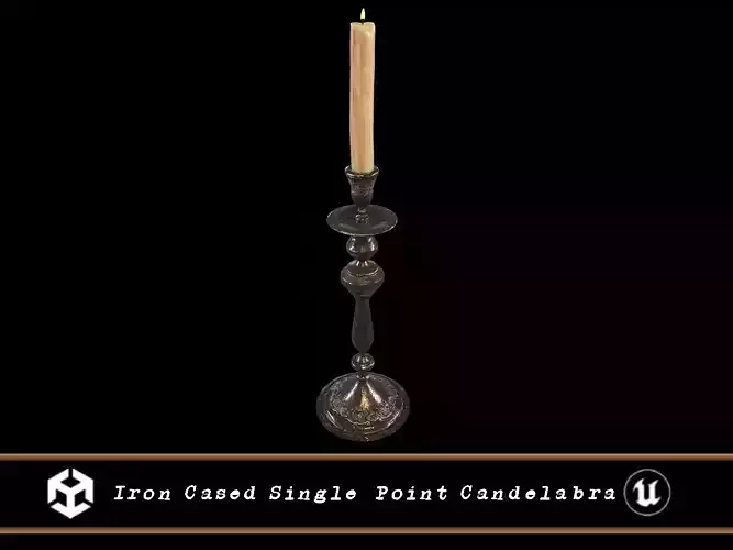 Iron Cased Single Point Candelabra Low-poly 3D model