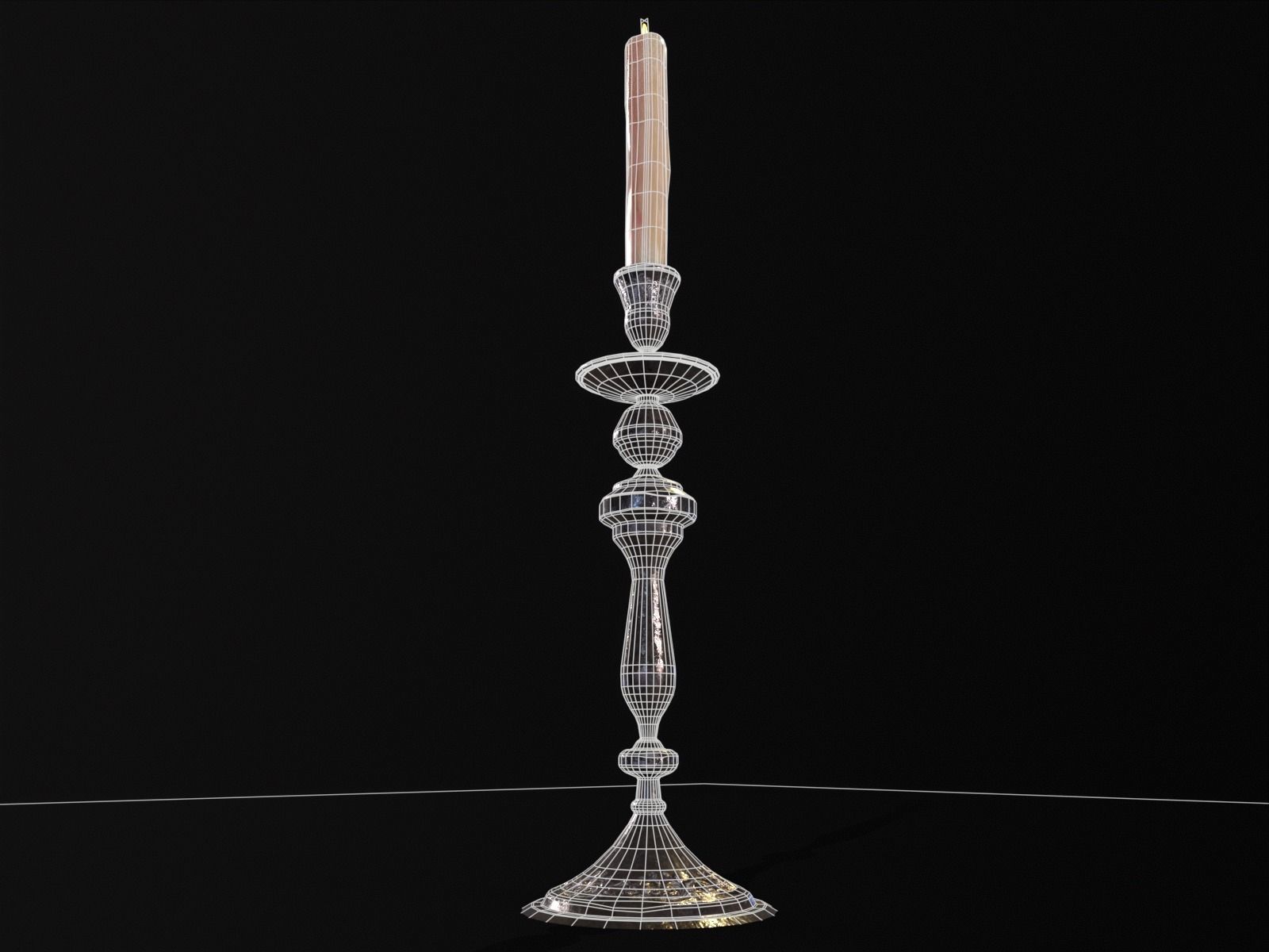 Iron Cased Single Point Candelabra Low-poly 3D model_17