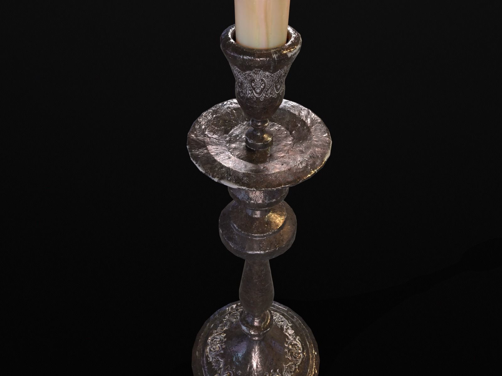 Iron Cased Single Point Candelabra Low-poly 3D model_18