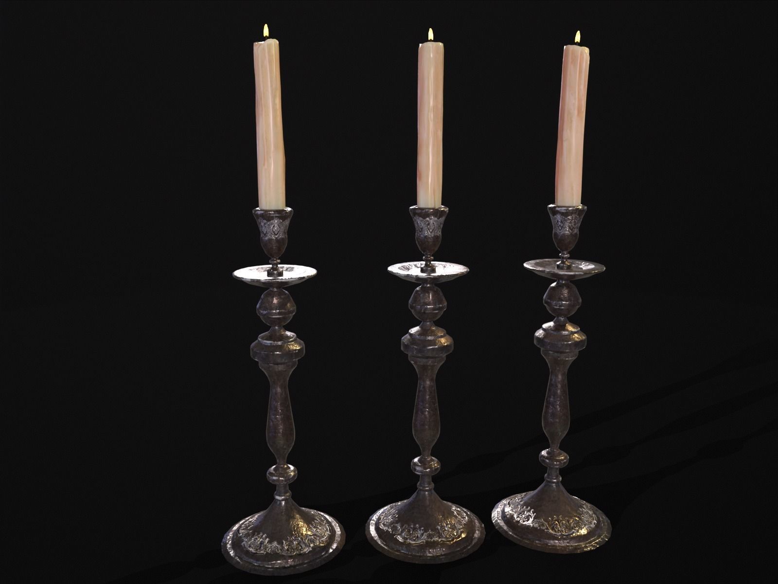 Iron Cased Single Point Candelabra Low-poly 3D model_20