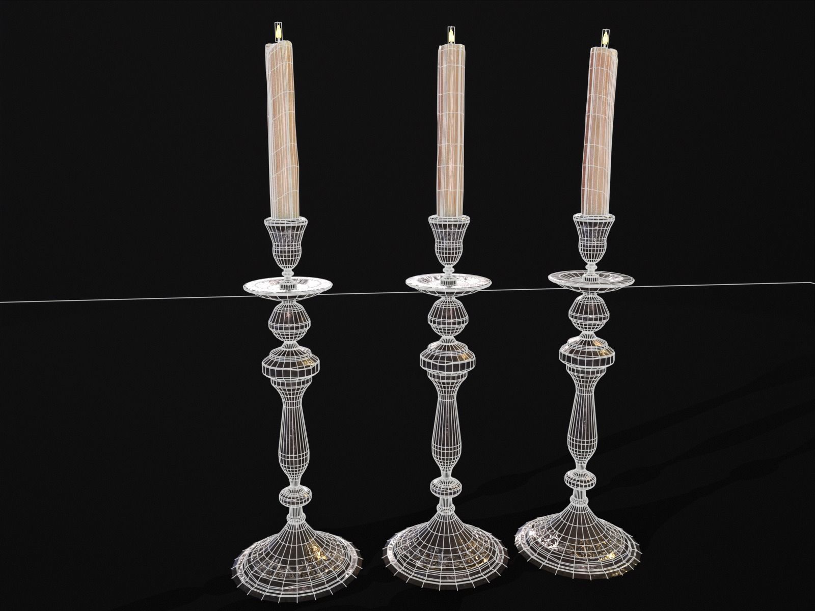 Iron Cased Single Point Candelabra Low-poly 3D model_21