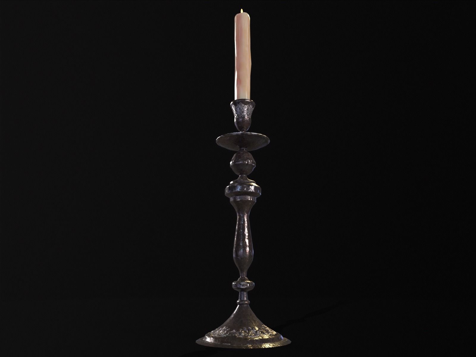 Iron Cased Single Point Candelabra Low-poly 3D model_16