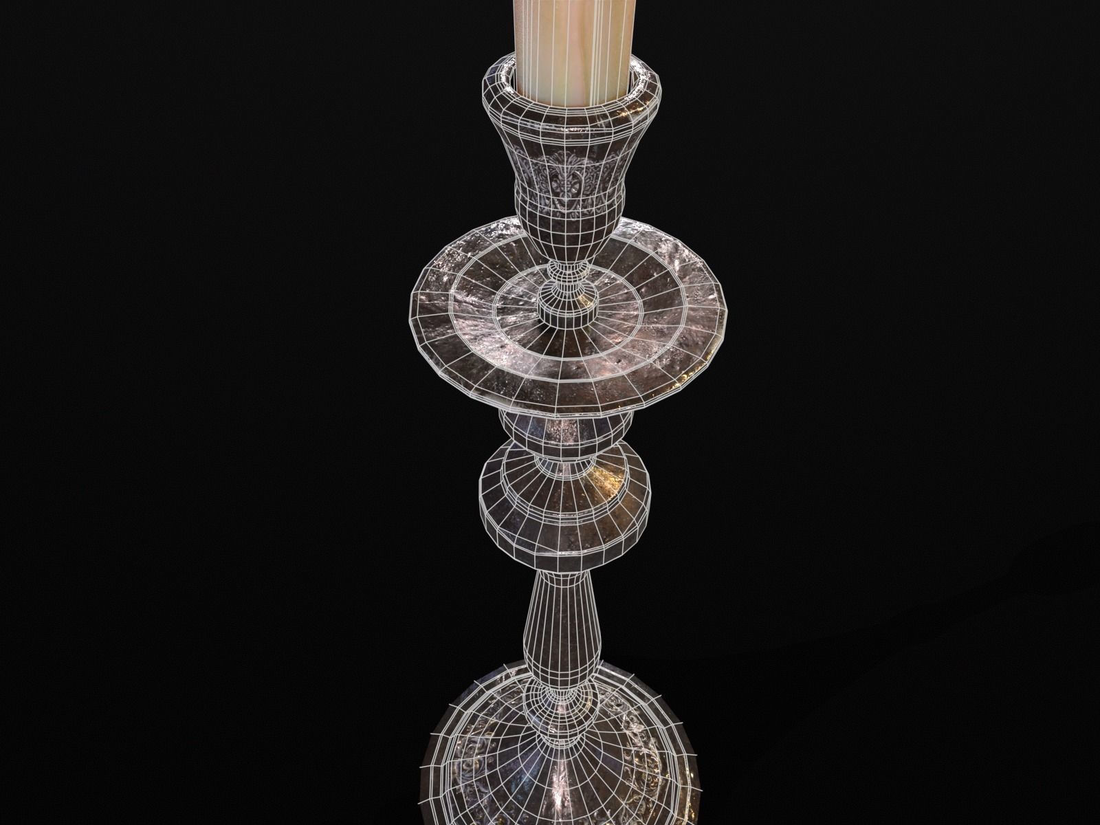 Iron Cased Single Point Candelabra Low-poly 3D model_19