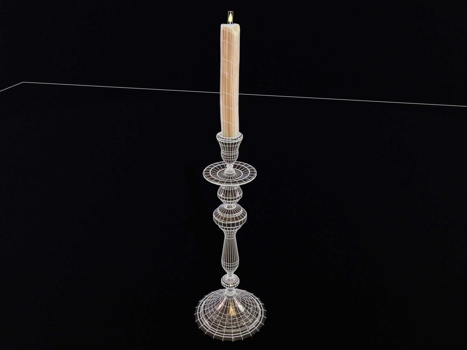 Iron Cased Single Point Candelabra Low-poly 3D model_3