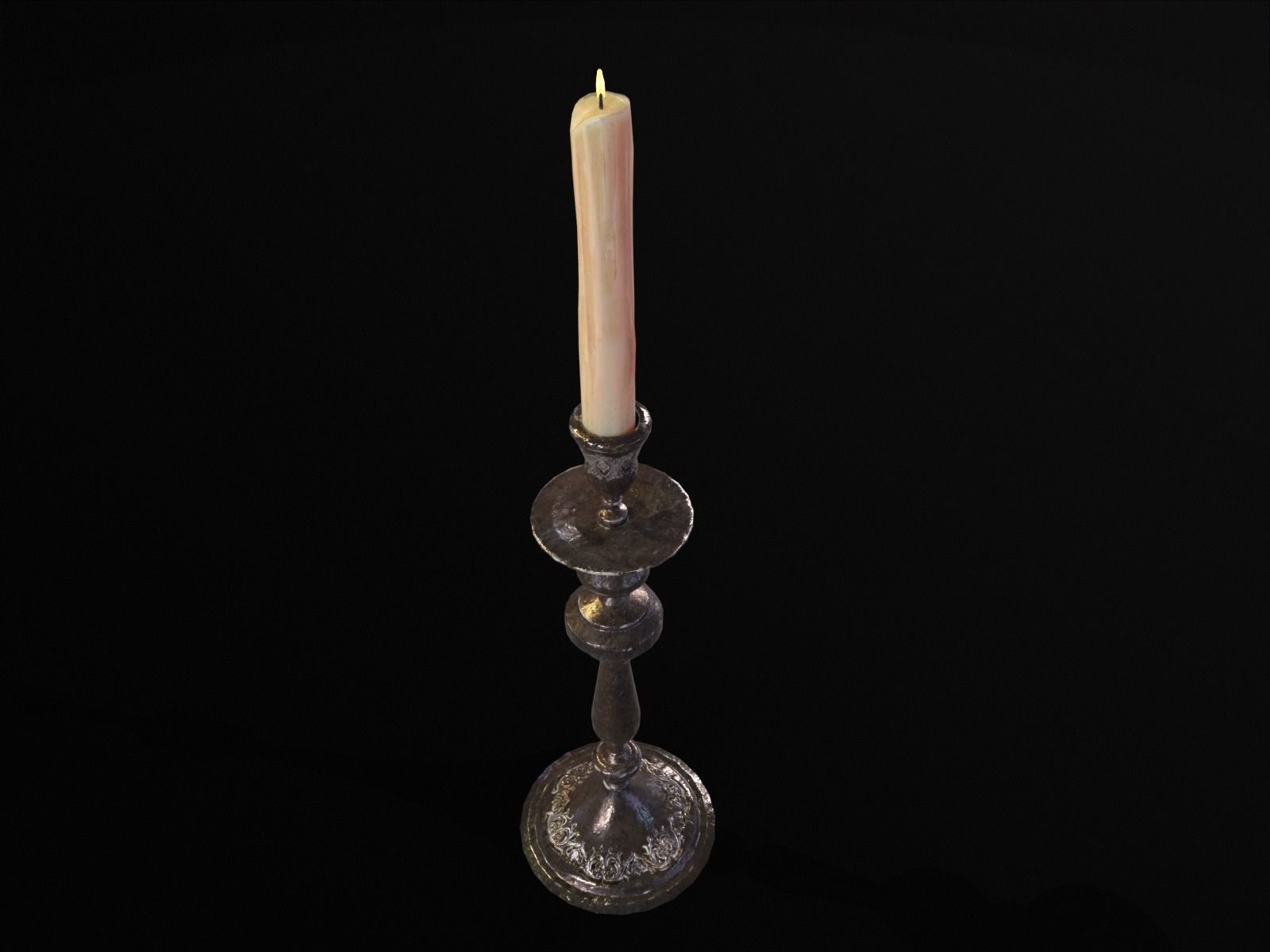 Iron Cased Single Point Candelabra Low-poly 3D model_10