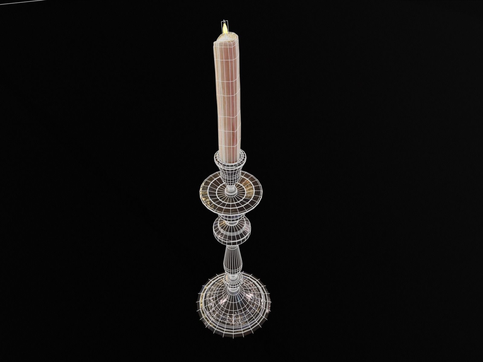 Iron Cased Single Point Candelabra Low-poly 3D model_13