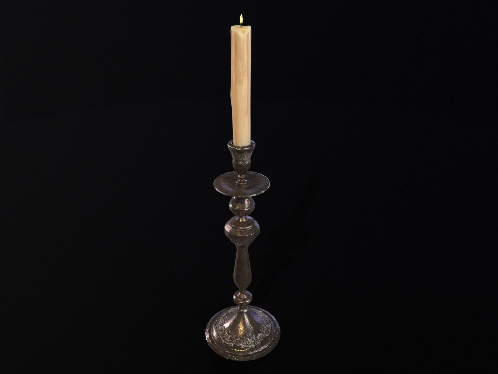 Iron Cased Single Point Candelabra Low-poly 3D model_4
