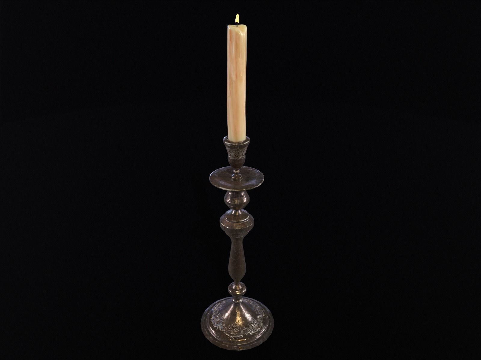 Iron Cased Single Point Candelabra Low-poly 3D model_2
