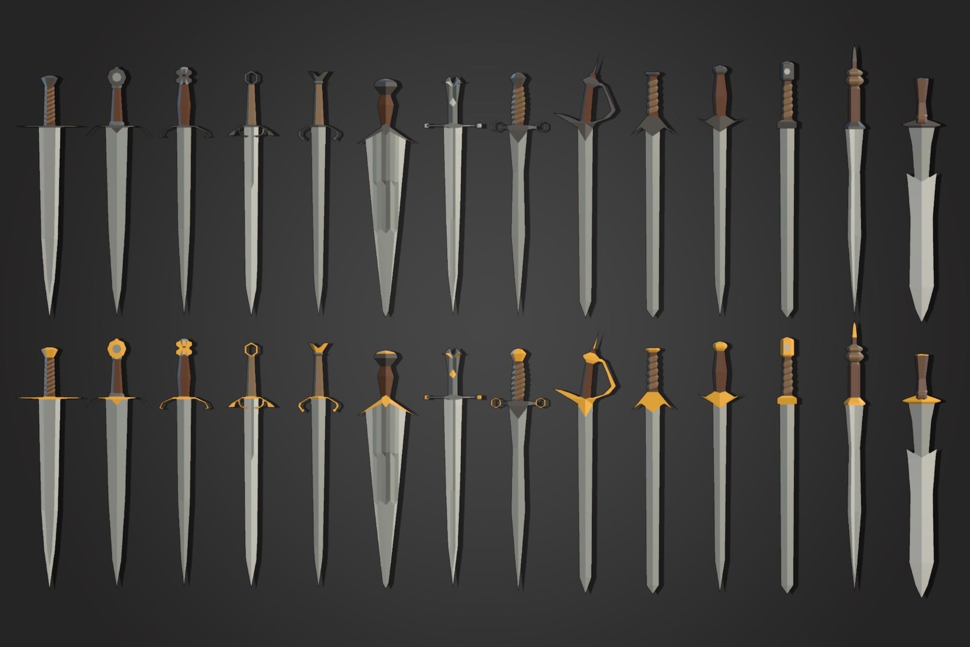 Low Poly Sword Pack 2 Low-poly 3D model_2