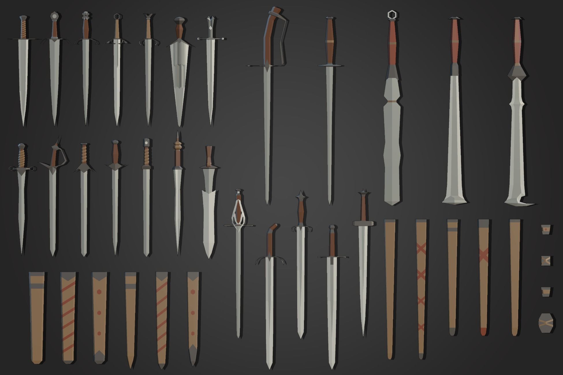 Low Poly Sword Pack 2 Low-poly 3D model_1