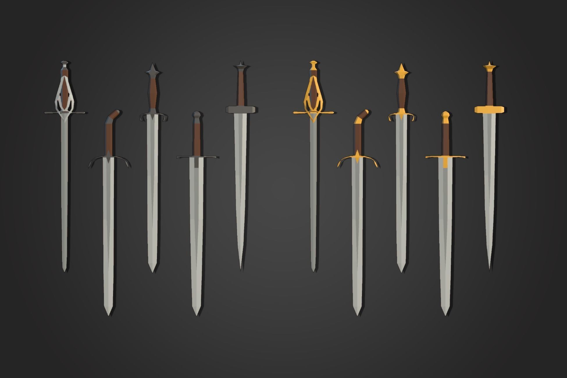 Low Poly Sword Pack 2 Low-poly 3D model_3
