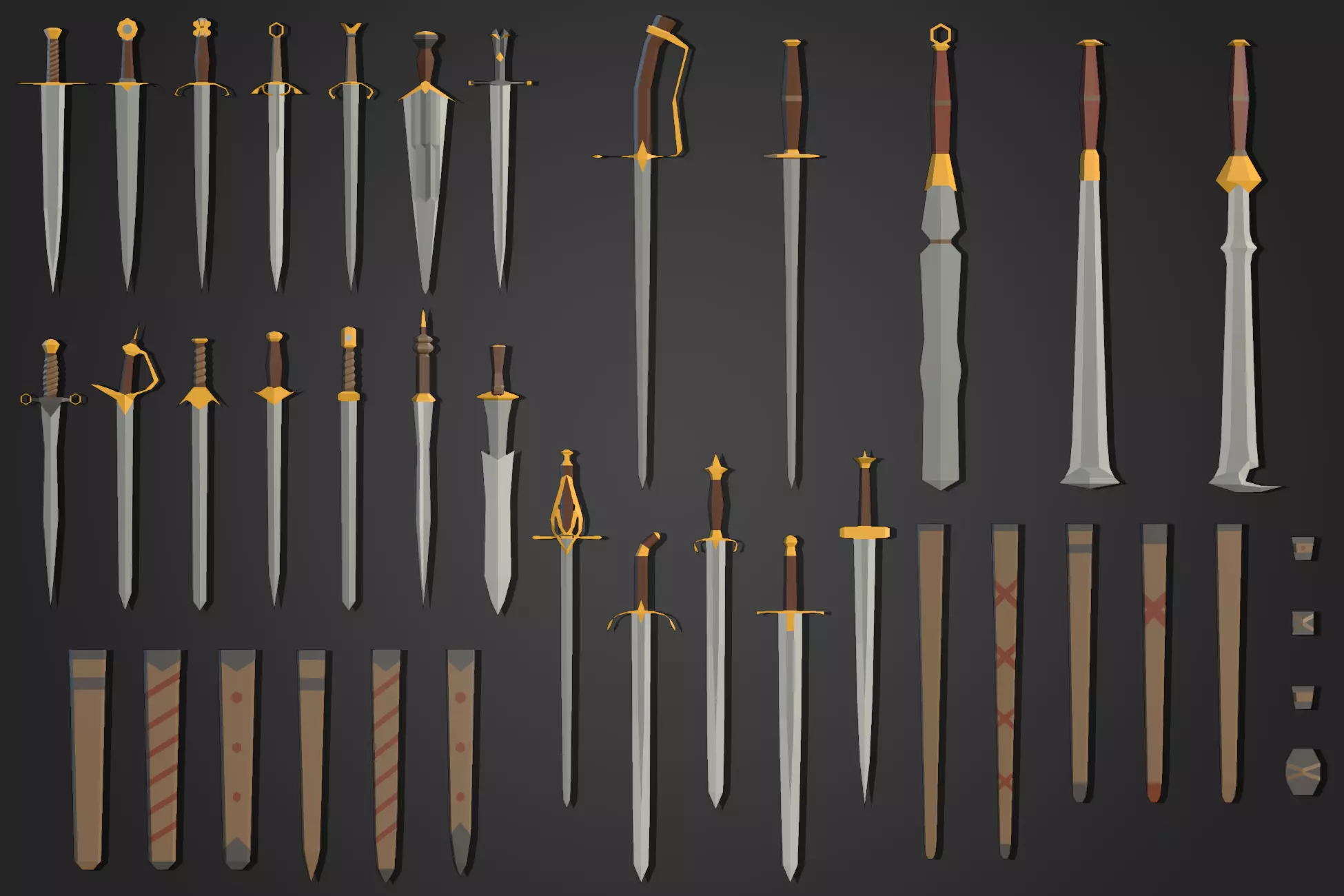 Low Poly Sword Pack 2 Low-poly 3D model_0