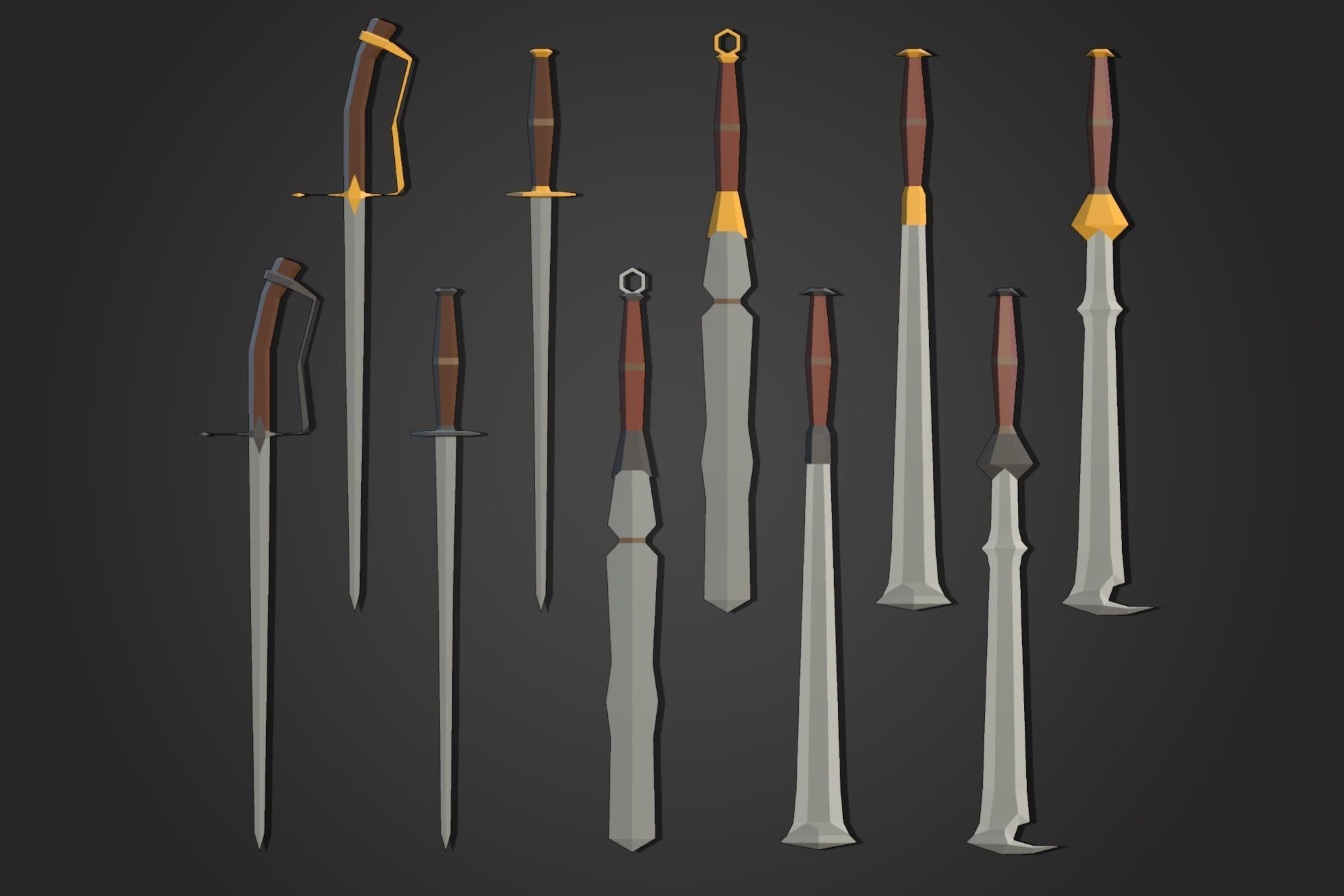 Low Poly Sword Pack 2 Low-poly 3D model_4