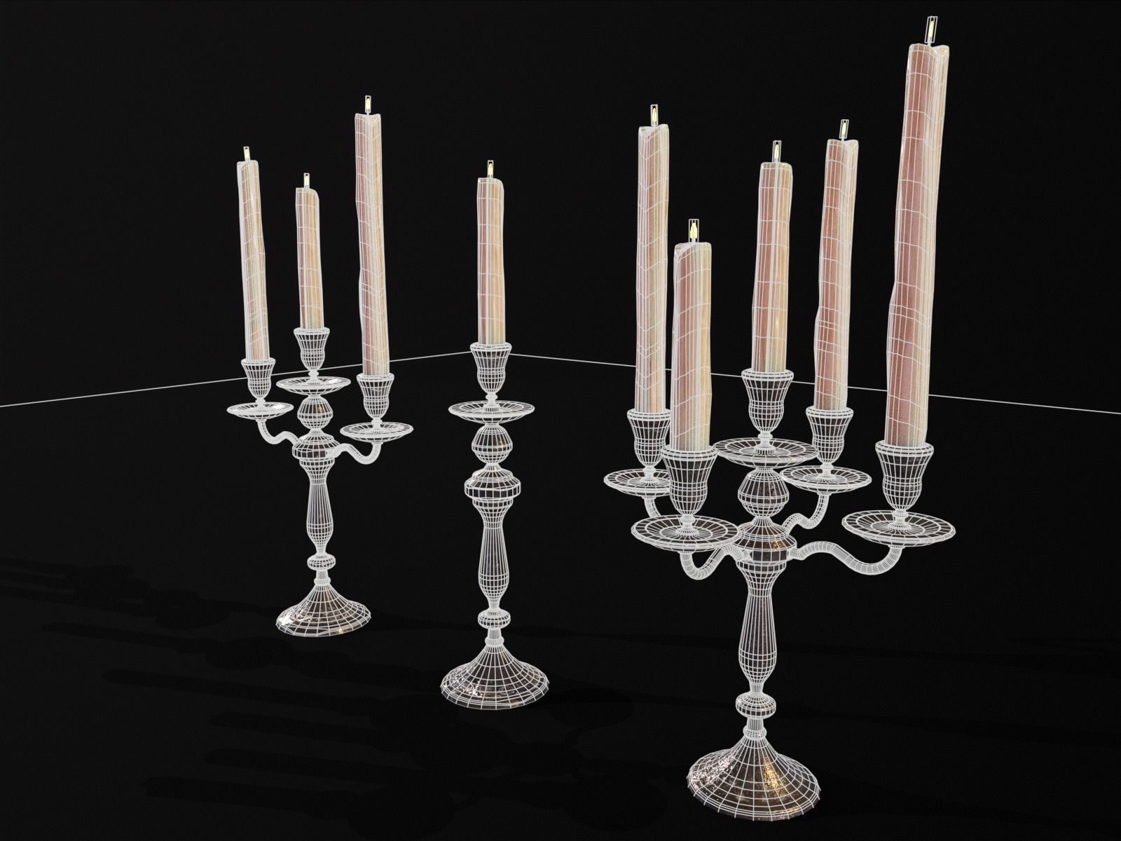 Iron Cased Candelabra Set Low-poly 3D model_31