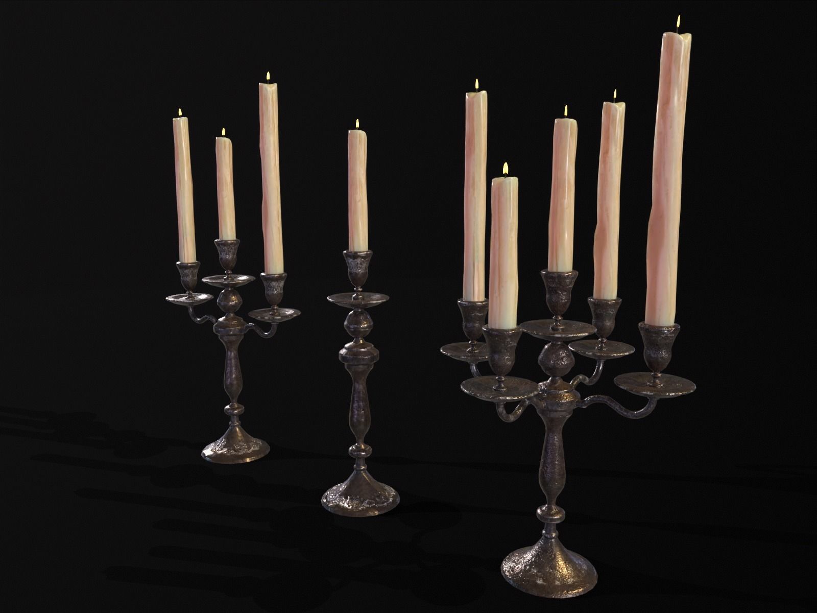 Iron Cased Candelabra Set Low-poly 3D model_29