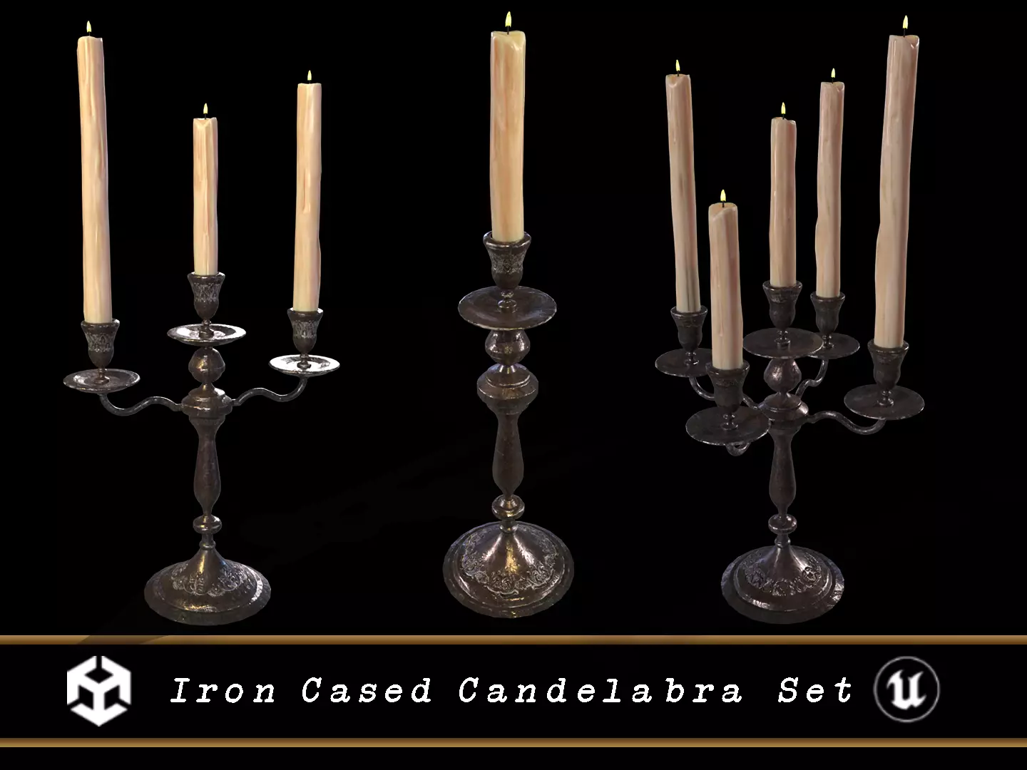 Iron Cased Candelabra Set Low-poly 3D model_0