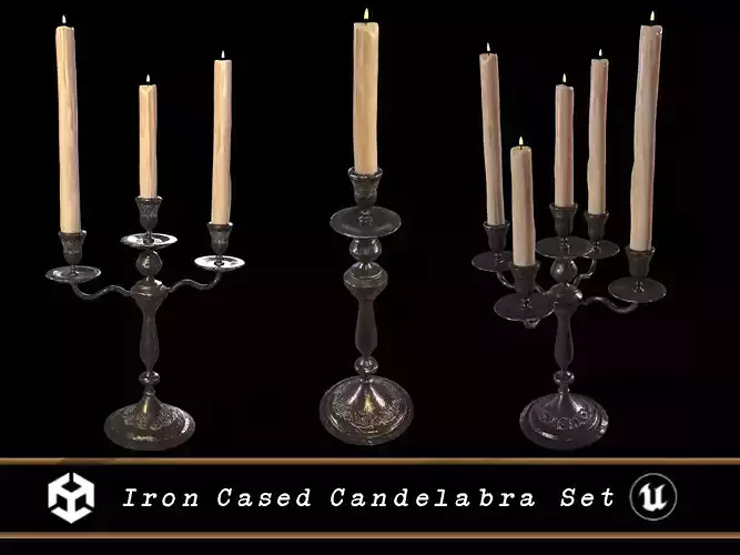 Iron Cased Candelabra Set
