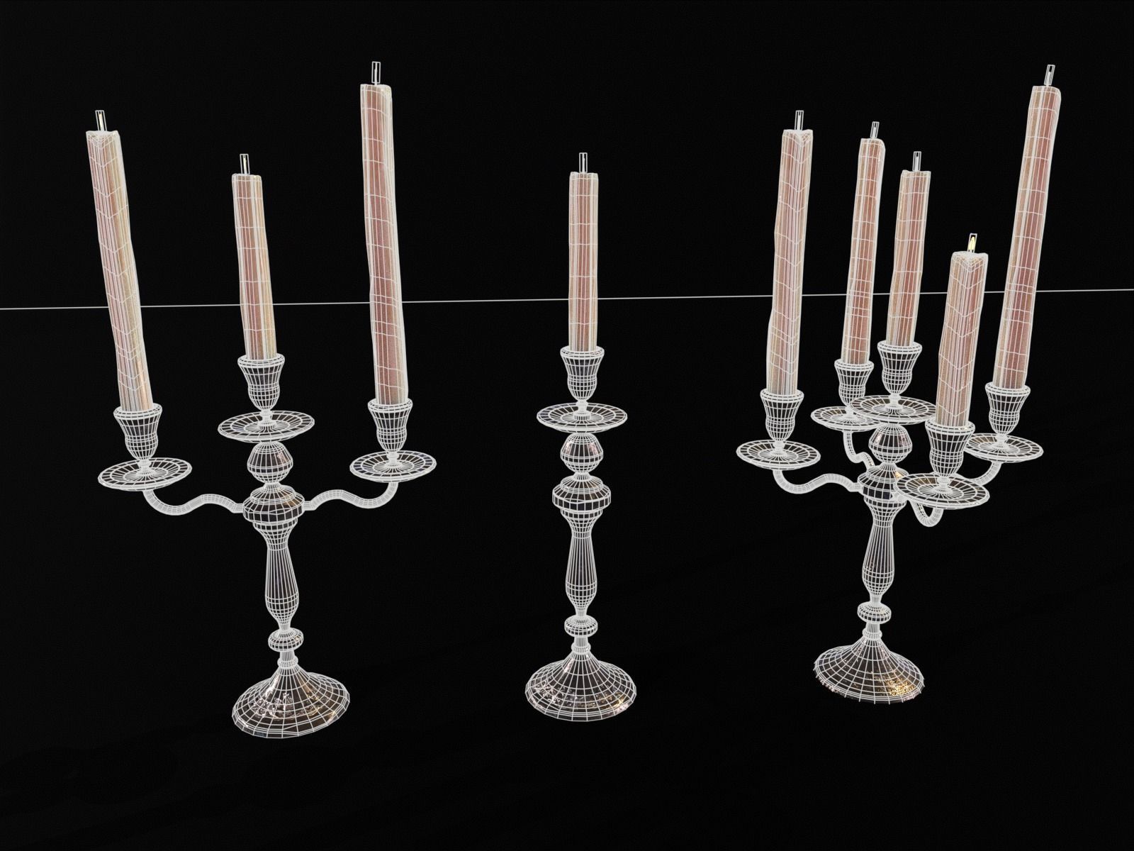 Iron Cased Candelabra Set Low-poly 3D model_3