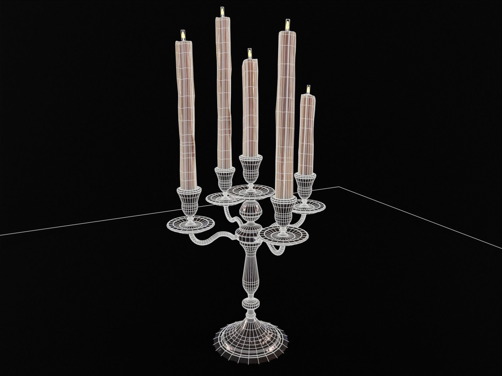 Iron Cased Candelabra Set Low-poly 3D model_8