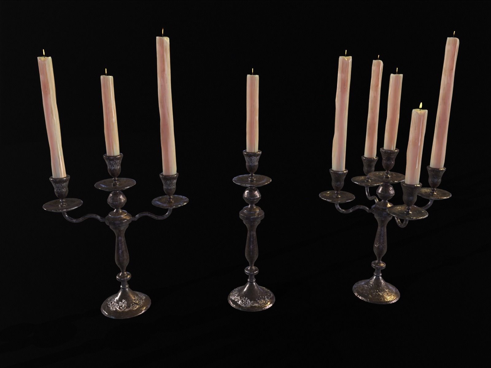 Iron Cased Candelabra Set Low-poly 3D model_2