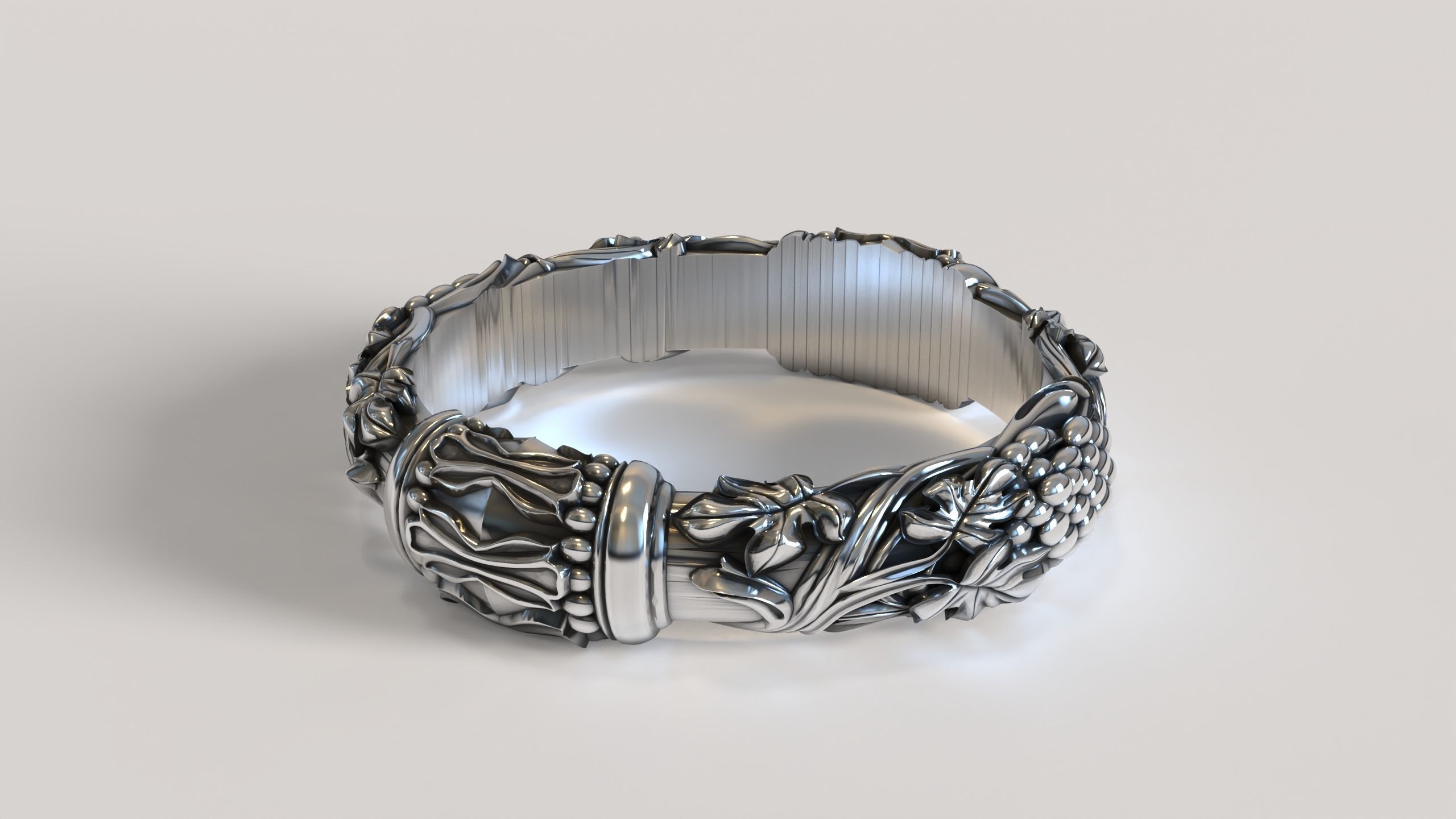 Leaf  Vine Patterns Sheet flower Ring 3D print model_1