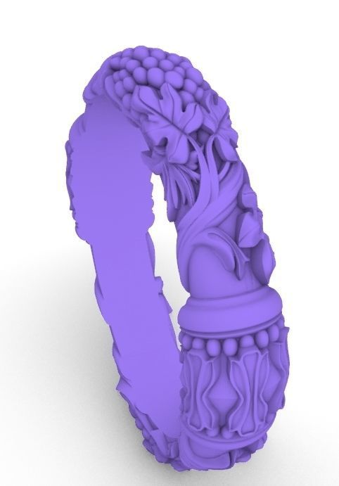 Leaf  Vine Patterns Sheet flower Ring 3D print model_10