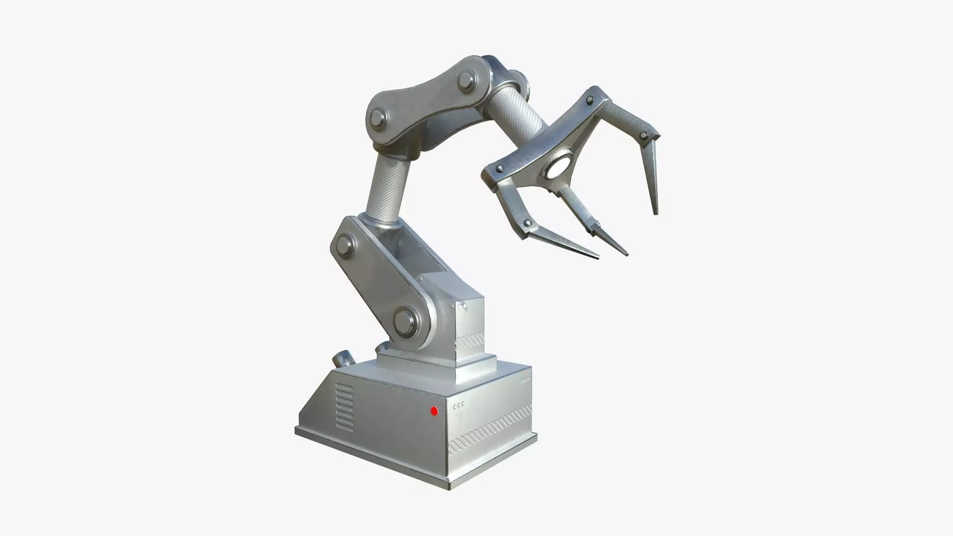 Robotic Hand A02 Bright Steel - Machinery Industrial Design Low-poly 3D model_0