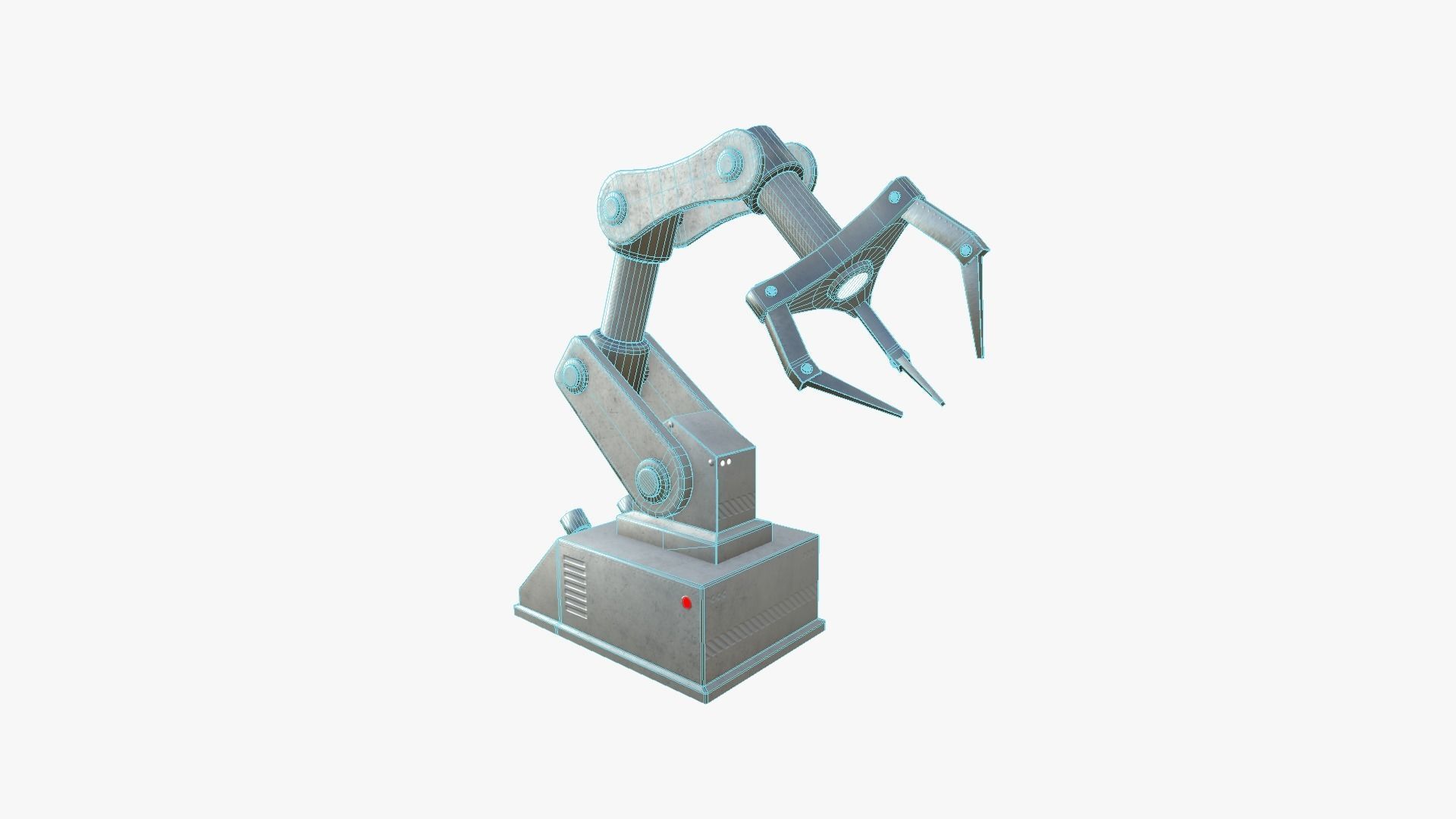 Robotic Hand A02 Bright Steel - Machinery Industrial Design Low-poly 3D model_6