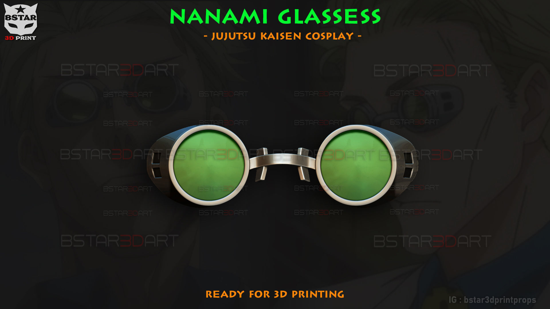 Nanami Glassess - Jujutsu Kaisen Cosplay 3D print model_5
