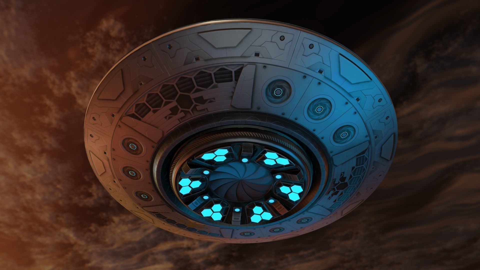 UFO Alien Spaceship Low-poly 3D model_4