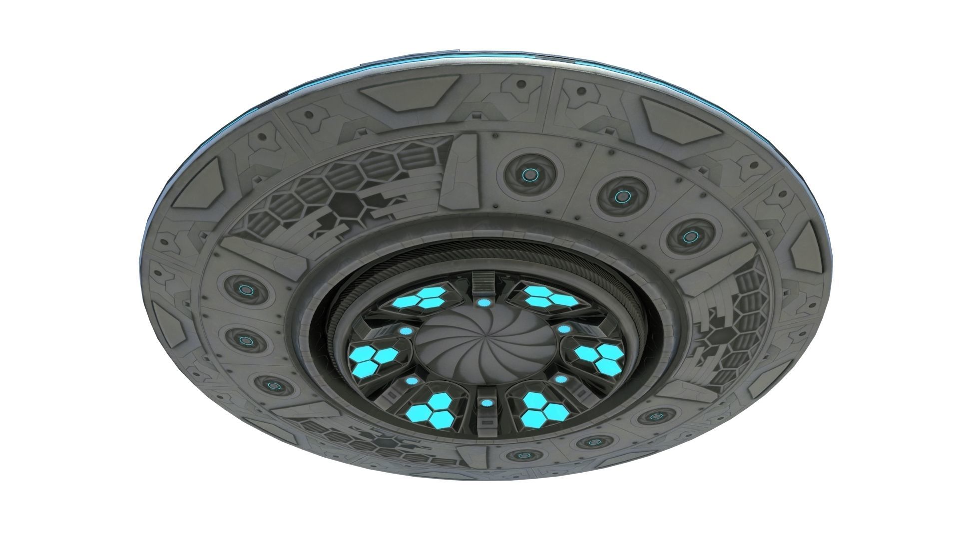 UFO Alien Spaceship Low-poly 3D model_7