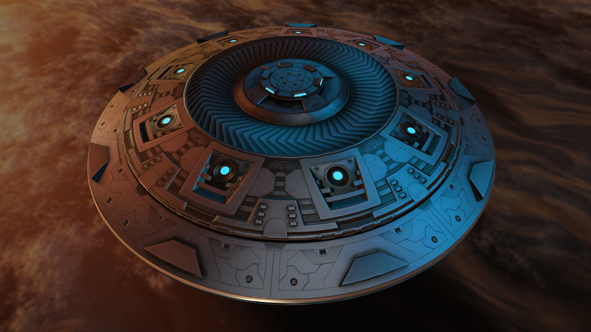 UFO Alien Spaceship Low-poly 3D model_3