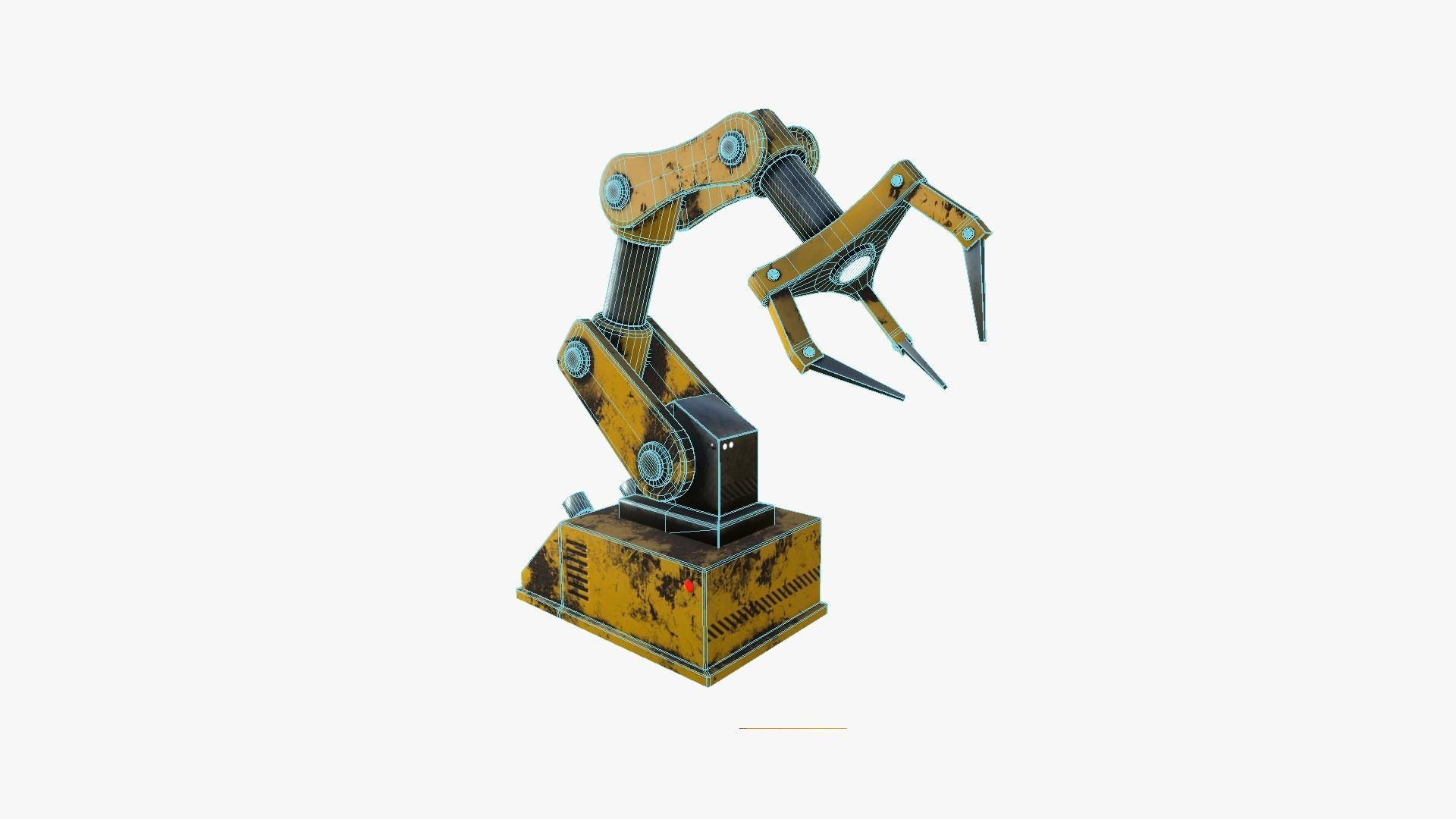 Robotic Hand A03 Yellow - Machinery Industrial Design Low-poly 3D model_6
