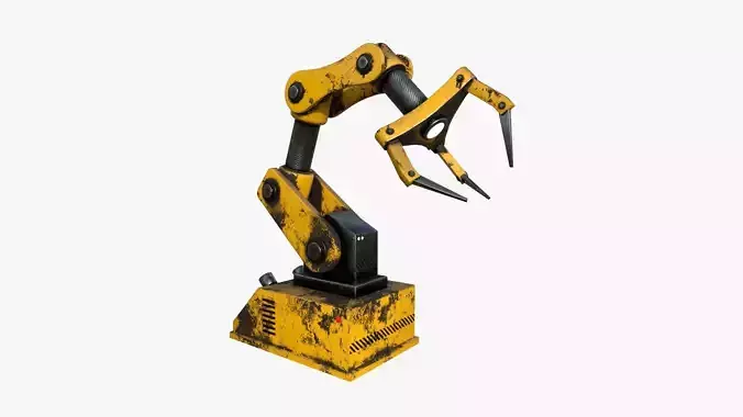 Robotic Hand A03 Yellow - Machinery Industrial Design Low-poly 3D model