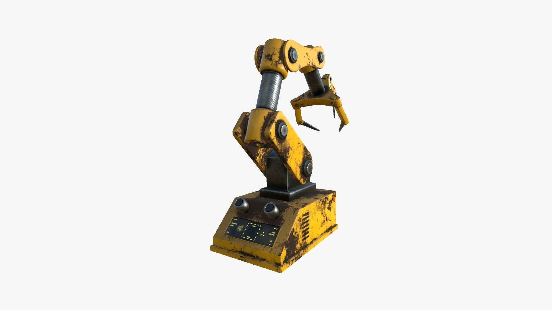 Robotic Hand A03 Yellow - Machinery Industrial Design Low-poly 3D model_1
