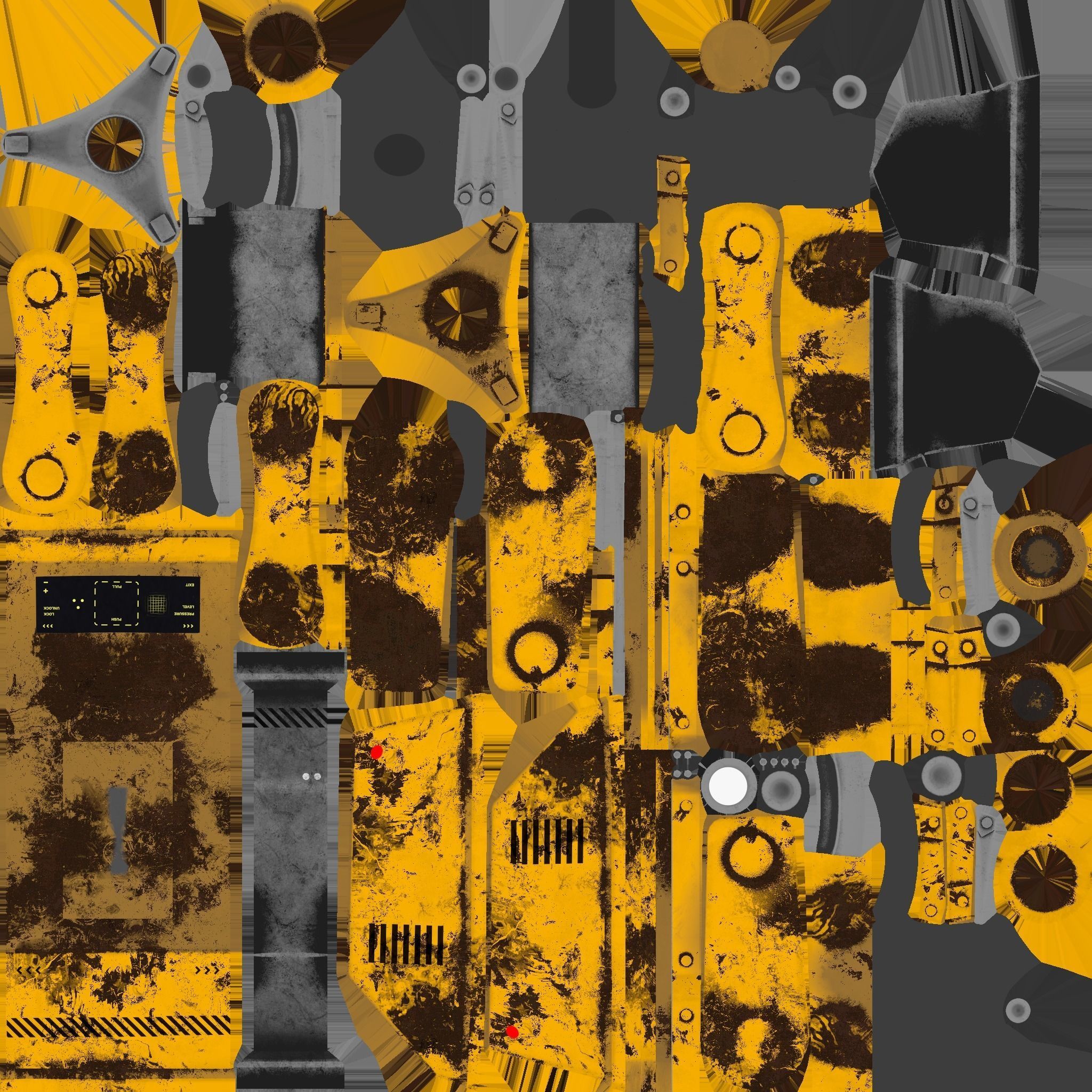 Robotic Hand A03 Yellow - Machinery Industrial Design Low-poly 3D model_25