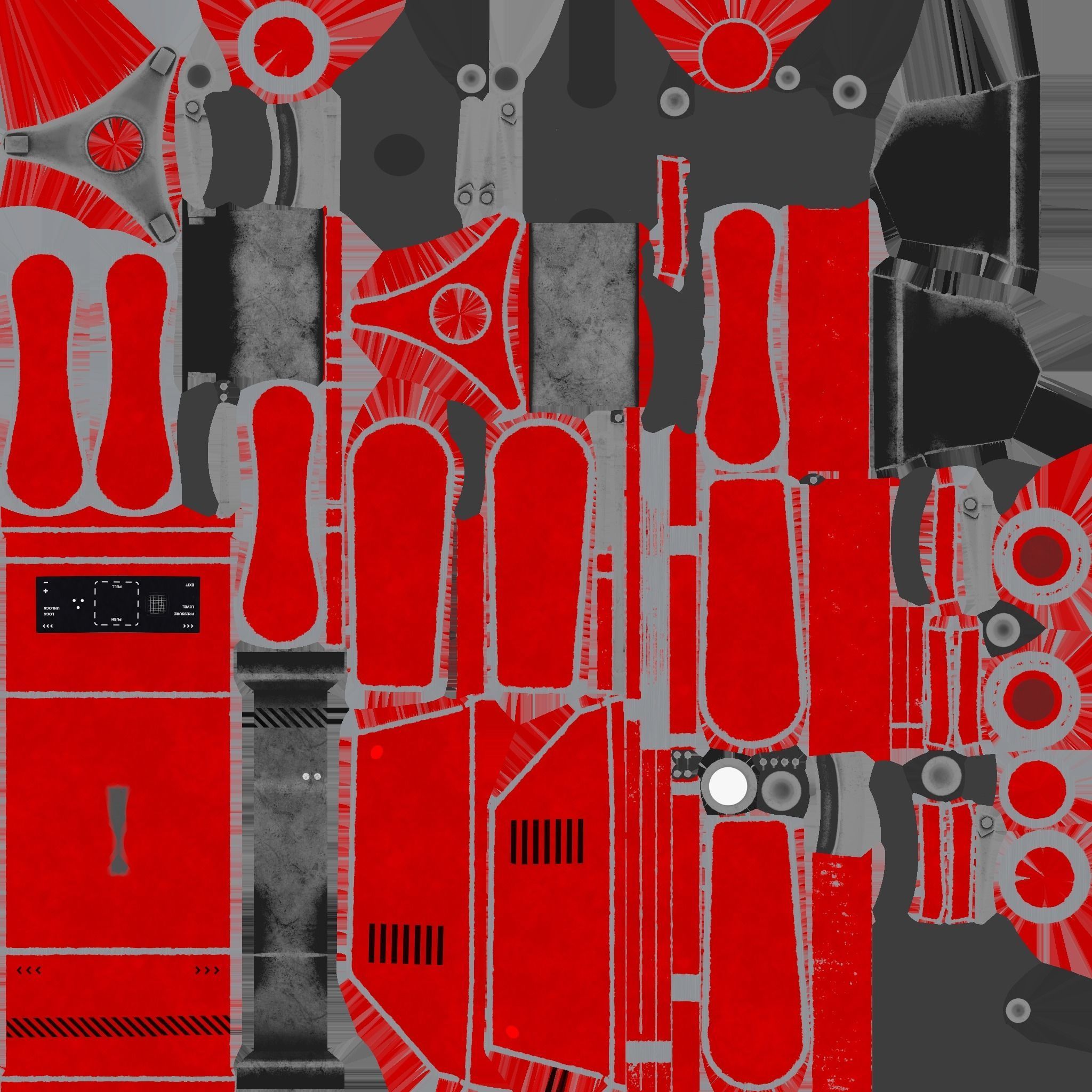 Robotic Hand A04 Red - Machinery Industrial Design Low-poly 3D model_25