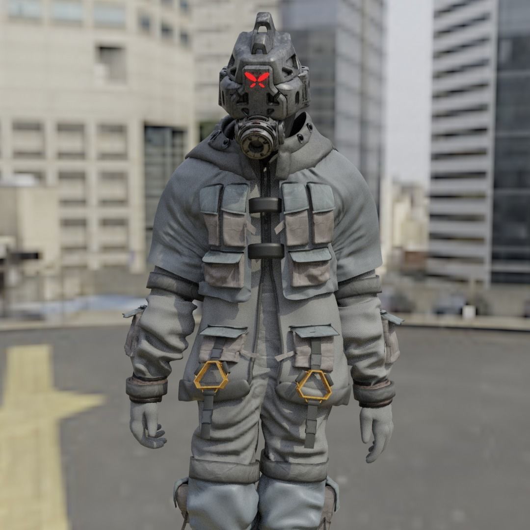 Scifi Character - Cyberpunk Enforcer Low-poly 3D model_12