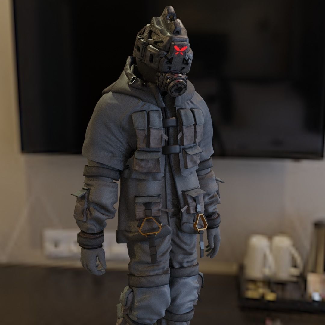 Scifi Character - Cyberpunk Enforcer Low-poly 3D model_15