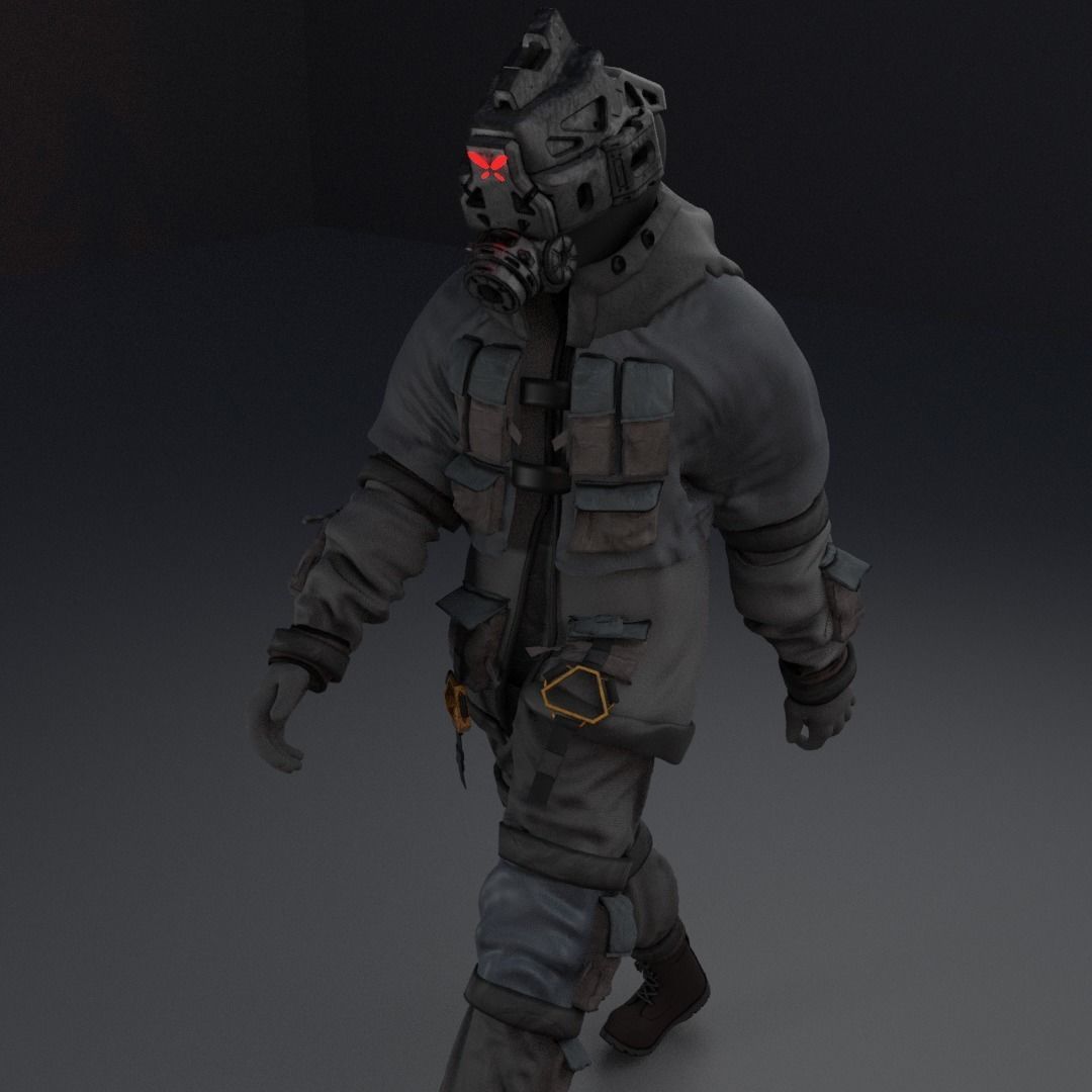 Scifi Character - Cyberpunk Enforcer Low-poly 3D model_3