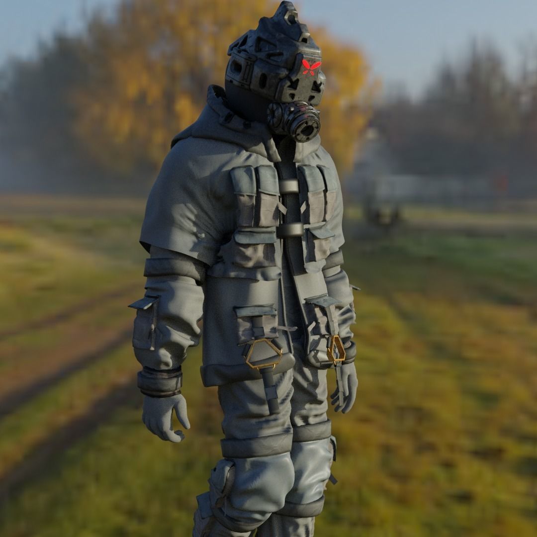 Scifi Character - Cyberpunk Enforcer Low-poly 3D model_18