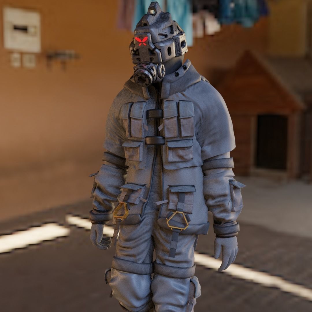 Scifi Character - Cyberpunk Enforcer Low-poly 3D model_13