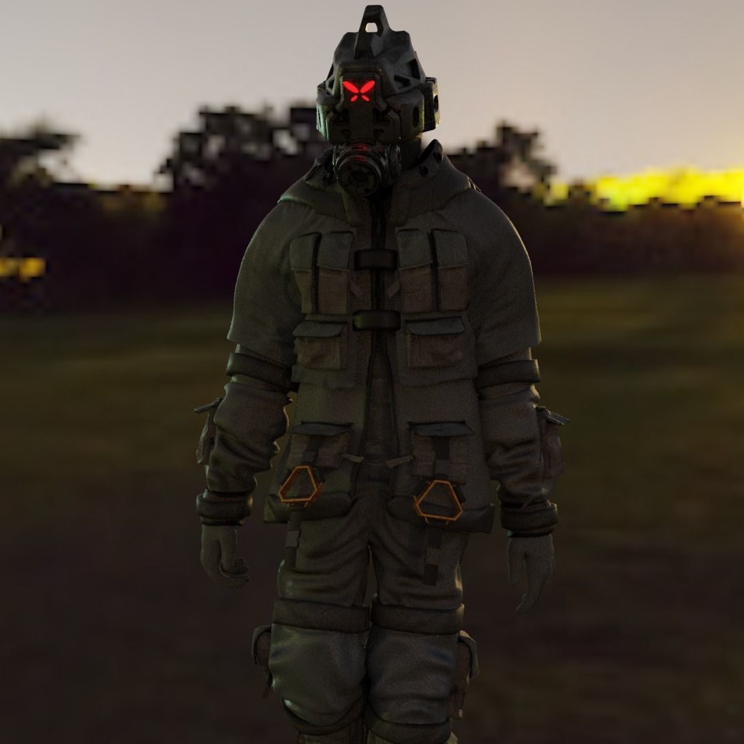 Scifi Character - Cyberpunk Enforcer Low-poly 3D model_16