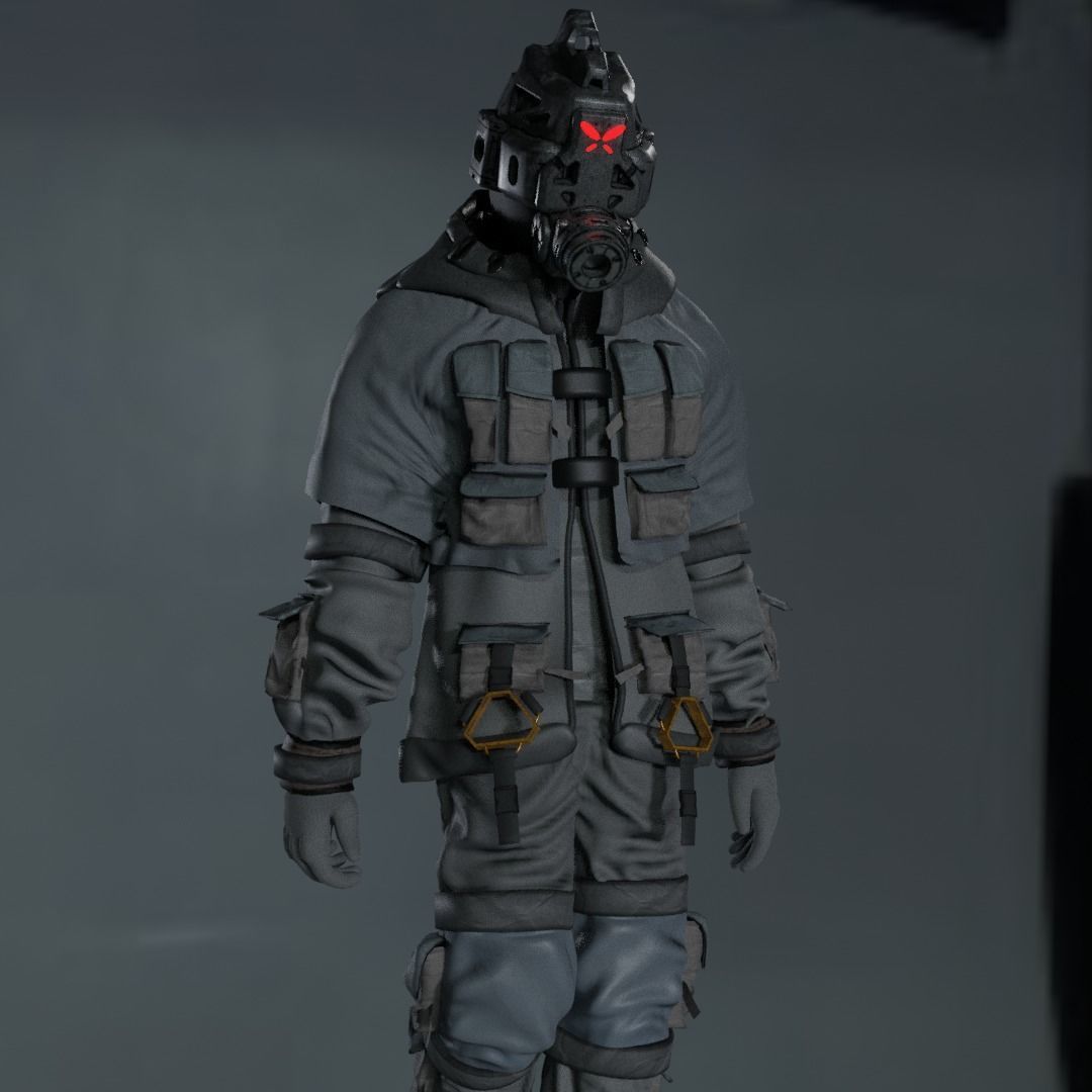 Scifi Character - Cyberpunk Enforcer Low-poly 3D model_17