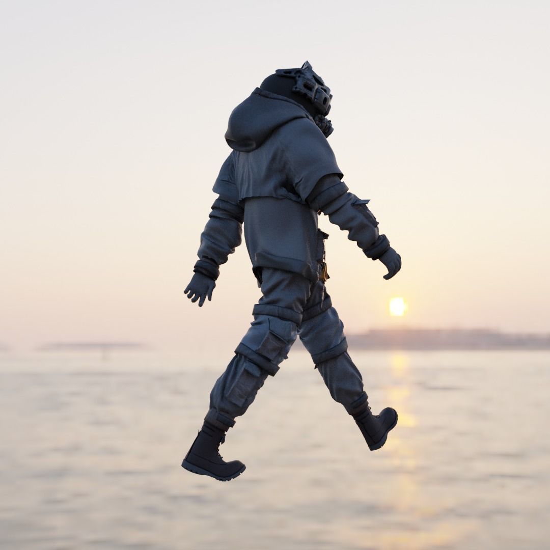 Scifi Character - Cyberpunk Enforcer Low-poly 3D model_6