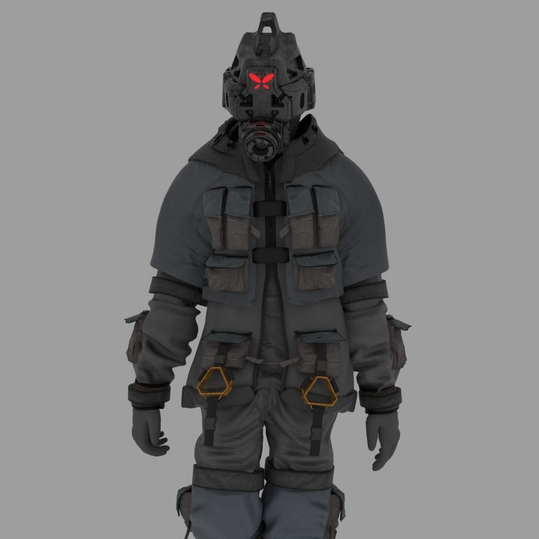 Scifi Character - Cyberpunk Enforcer Low-poly 3D model_11