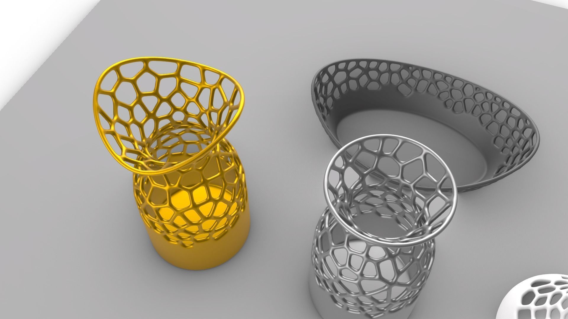 Voronoi pattern Four vases 3D model 3D printable | CGTrader